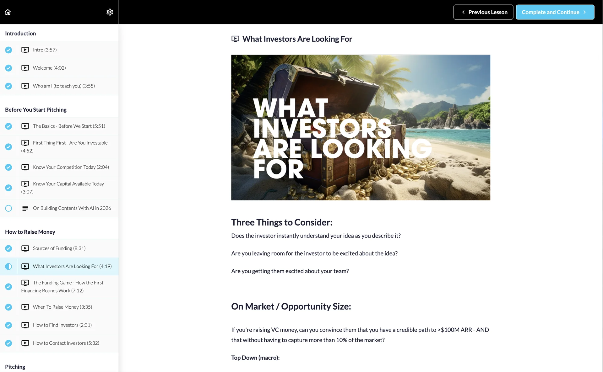 The Pitching Masterclass learning platform