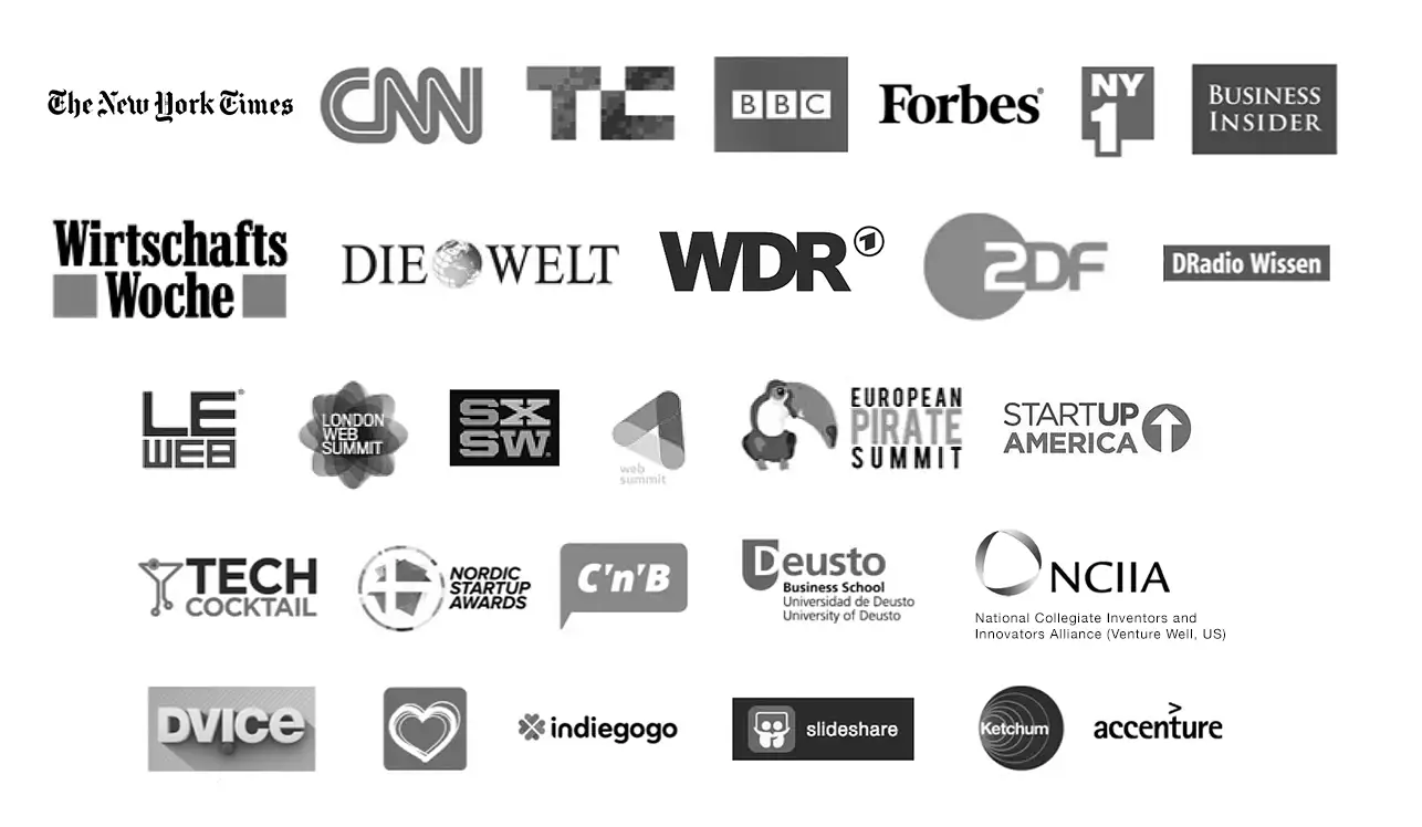 Logos of places my entrepreneurial work has been featured & recognised
